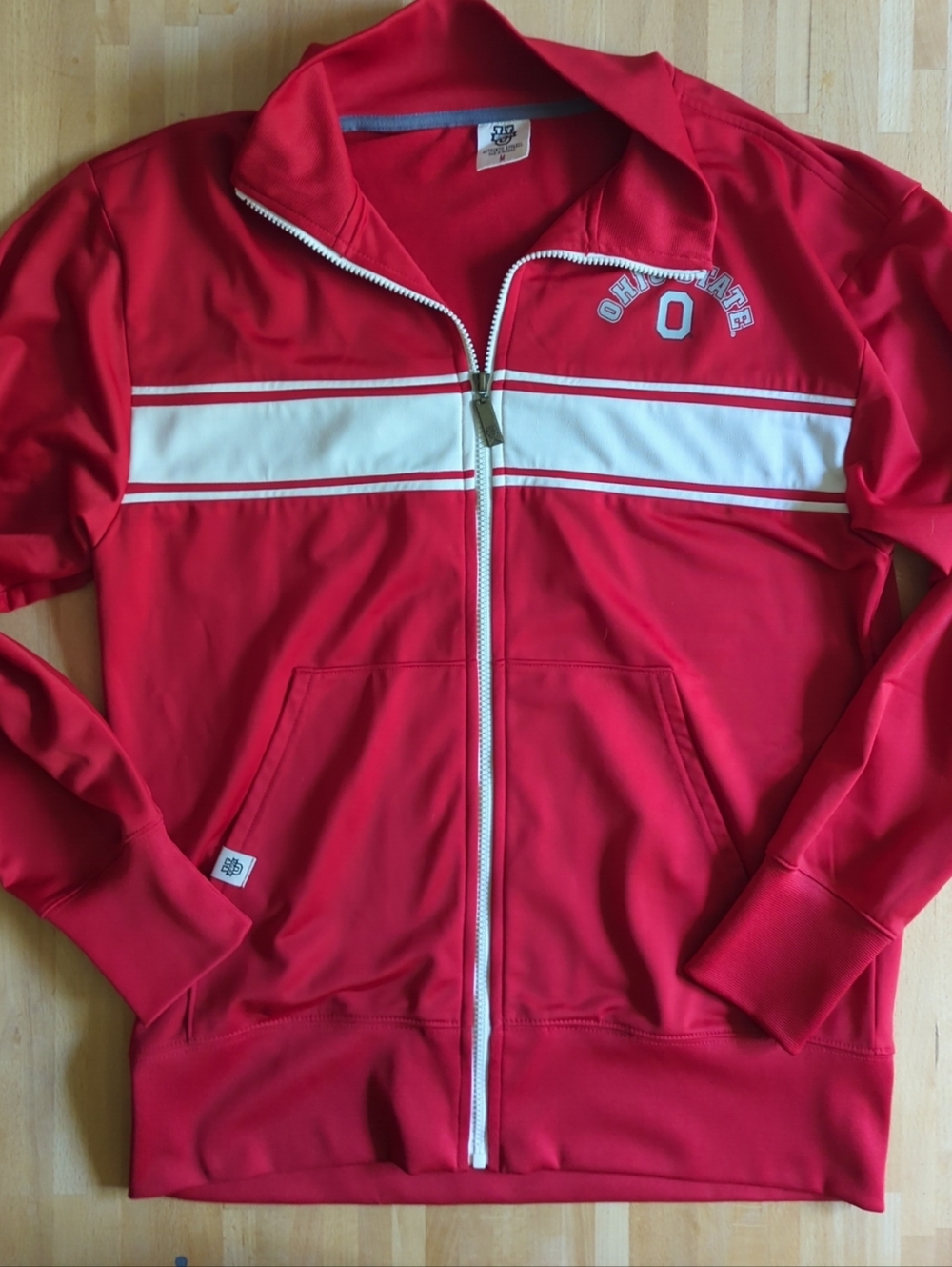 Ohio State OSU Large Retro Full Zip Up Track Jacket Coat Red Logo ESPN Sports M
